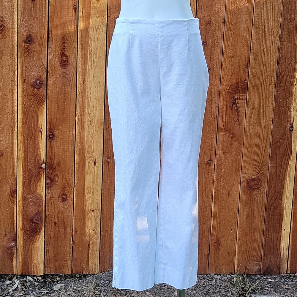 Steinmart White Cotton Stretch Crop Pants